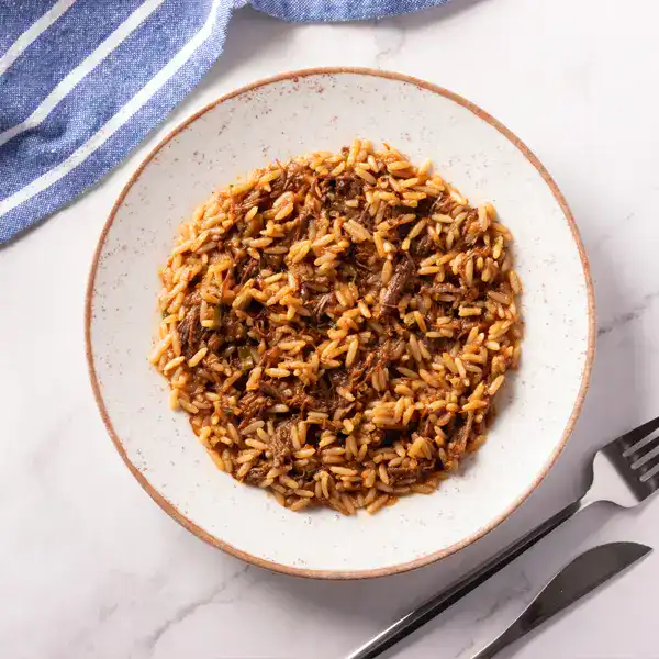 Risoto de fraldinha com tomate cereja